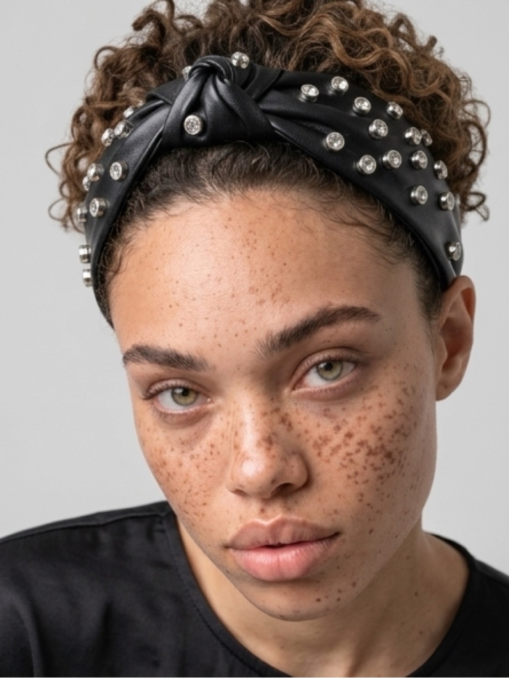 Studded Knotted Headband - Black